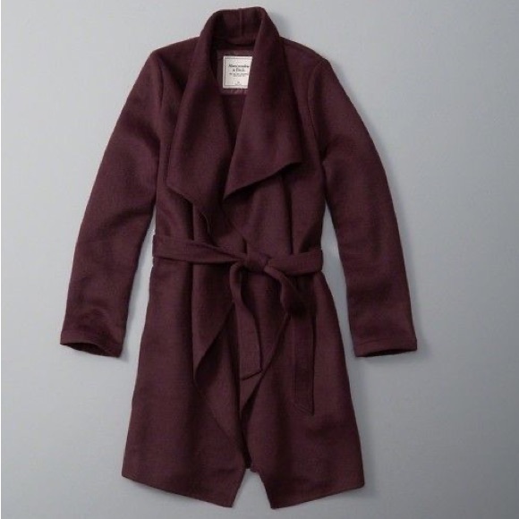 Abercrombie & Fitch Jackets & Blazers - Abercrombie & Fitch - Burgundy Wool Wrap Coat - XS